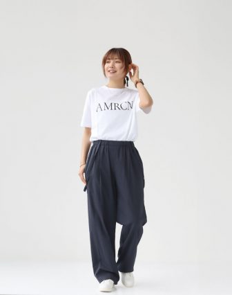 AMERICANA/インド超長綿天竺 ドルマンスリーブ プリントTシャツ