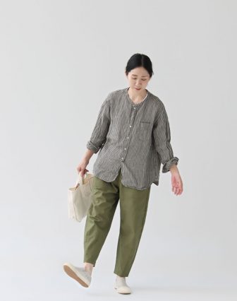 PRIT/綿麻キャンバス 裾ダーツパンツ