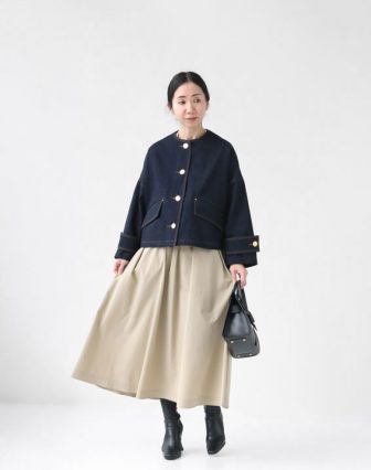 MACKINTOSH/HUMBIE ノーカラーデニムジャケットを使ったコーディネート